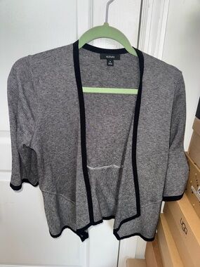 Alfani Gray Open-Front Cardigan with Black Trim